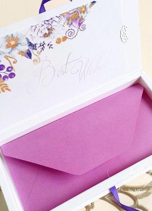 Gift box "izabella" колір 1 (фіолетовий) - листівка в коробочці4 фото