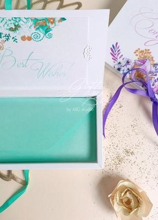 Gift box "izabella" колір 1 (фіолетовий) - листівка в коробочці8 фото