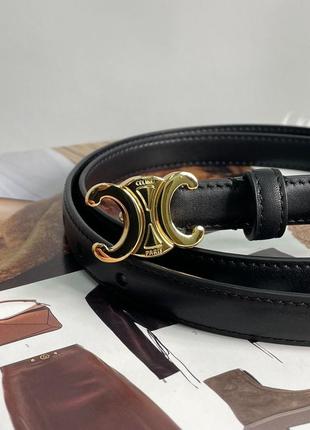 Ремінь celine medium triomphe belt in taurillon leather black3 фото