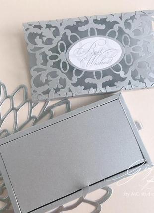 Gift box "afrodita" колір 12 (срібло) - листівка в коробочці3 фото