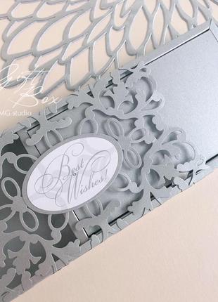 Gift box "afrodita" колір 12 (срібло) - листівка в коробочці5 фото