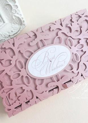 Gift box "afrodita" колір 6 (димчасто-рожевий) - листівка в коробочці3 фото