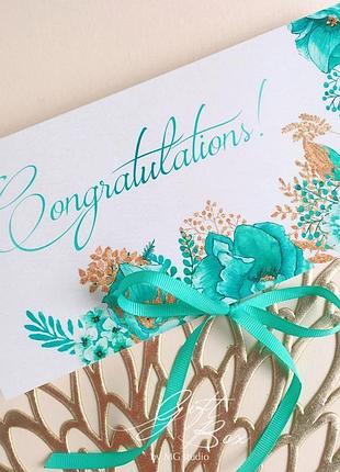 Gift box “izabella” цвет 2 (бирюзовый) - открытка в коробочке