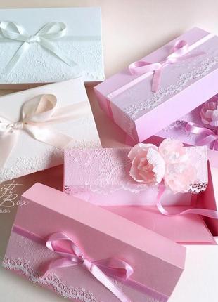 Gift box "bourgeois" цвет 3 (розовый) - открытка в коробочке8 фото