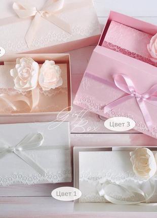 Gift box "bourgeois" цвет 3 (розовый) - открытка в коробочке9 фото
