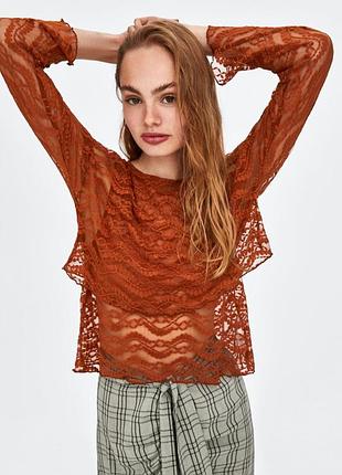 Новая стильная ажурная блуза zara размер m
