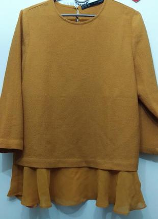 Блузка модного бренду zara гірчичного кольору