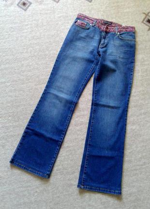 36-38р. джинсы  с цветочными вставками и стразами2 фото