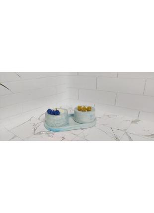 Подарунковий натуральний еко набір з 2 свічок в бетоні з соєвого воску та бджолиного воску