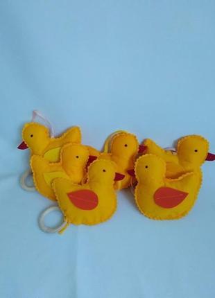 Мягкая игрушка уточка из фетра, сплюшка, грызунок