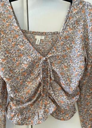 Блуза блузка топ в цветы цветочный принт h&amp;m3 фото