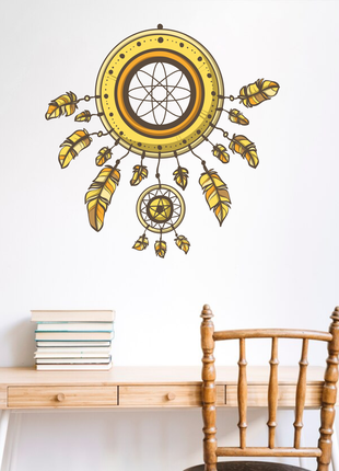 Вінілова інтер'єрна наклейка кольорова декор на стіну "ловець снів. boho kids style. стиль бохо діти1 фото