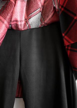 Круті жіночі брюки лосіни зшиті зі спідницею готика стімпанк гранж панк червона клітка 44-46 s-m5 фото