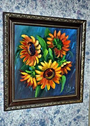 Соняшники мастихіном, оргаліт, 40х40см