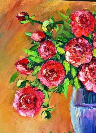 Рожеві троянди натюрморт мастихіном, оргаліт, розмір 30х40см2 фото