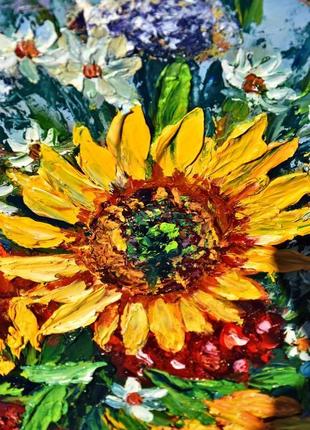 Осінній натюрморт з соняшниками, горобиною, оргаліт, 30х45см3 фото