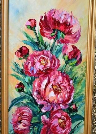 Цветы живопись,бордовые цветы, оргалит, 30х50 см