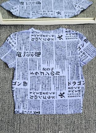 Новая сиреневая футболка с японским принтом cropp town3 фото