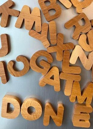 Дерев'яні літери + цифри / магніти на холодильник / розвиваюча іграшка монтессорі / магніти алфавіт5 фото
