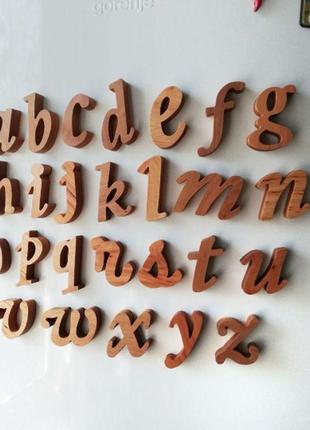 Дерев'яний алфавіт для дітей курсивні вальдорфські іграшки монтесорі іграшка1 фото