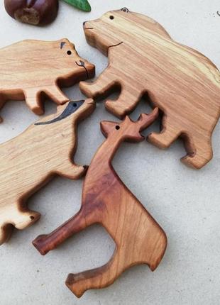 Дерев'яні лісові тварини дерев'яні іграшки дерев'яні фігурки подарунок6 фото