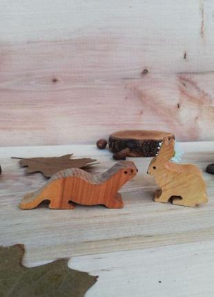 Дерев'яні іграшки тварин, дерев'яний набір лісових тварин6 фото