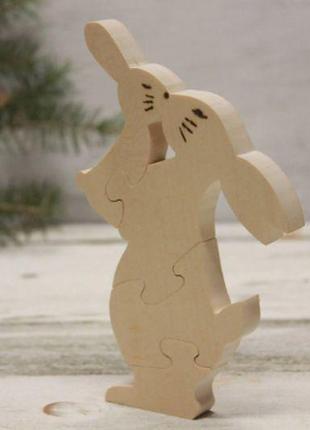 Дерев'яна іграшка кролик, дерев'яні тварини, дерев'яна головоломка2 фото