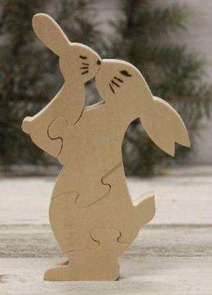 Дерев'яна іграшка кролик, дерев'яні тварини, дерев'яна головоломка1 фото