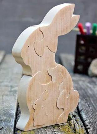 Дерев'яна головоломка кролик головоломка монтессорі іграшка2 фото