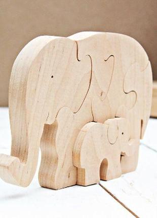 Головоломка з тваринами слон, дерев'яна головоломка2 фото