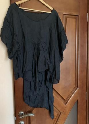 Black hole шелковая черная асимметричная блуза оверсайз украинского нишевого бренда оверсайз размер s m l xl xxl