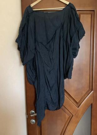 Black hole шелковая черная асимметричная блуза оверсайз украинского нишевого бренда оверсайз размер s m l xl xxl3 фото