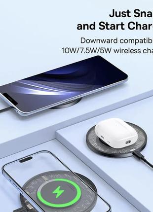 Беспроводная зарядка 15w baseus simple 2 для iphone, android, наушников4 фото