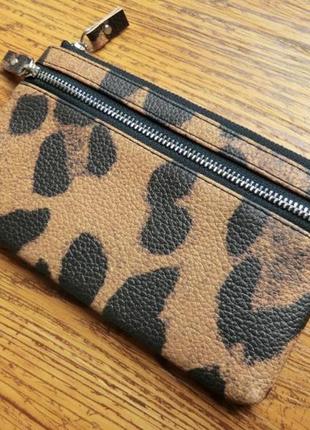Шкіряний гаманець c леопардовим розмальовкою