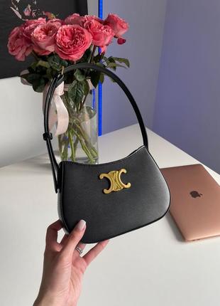 Женская сумка celine medium tilly bag in shiny calfskin black3 фото