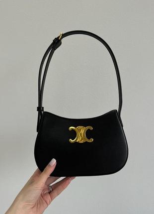 Женская сумка celine medium tilly bag in shiny calfskin black8 фото