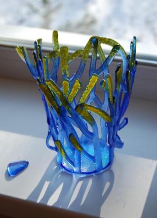Декоративна ваза-свічник "крижані гілочки"2 фото