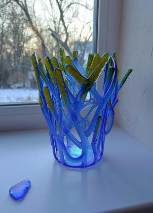 Декоративна ваза-свічник "крижані гілочки"6 фото
