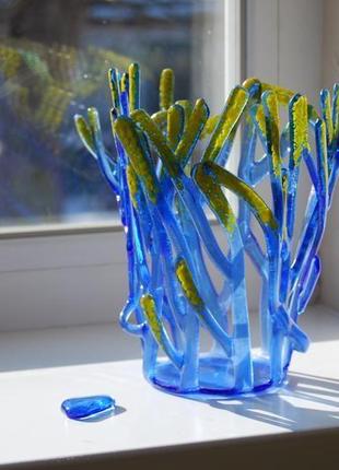 Декоративна ваза-свічник "крижані гілочки"1 фото