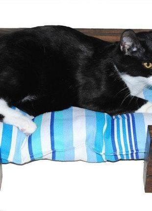 Лежак для кота і собаки lukoshko brown з матрасиком sonno blue2 фото