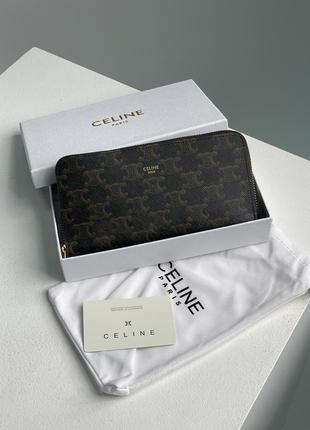 Гаманець celine large zipped wallet in triomphe canvas brown