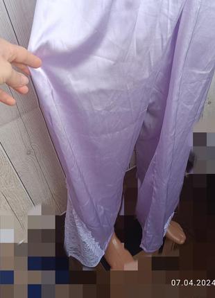 Пижамные широкие свободные брюки брюки низ от пижамы с кружевом размер м2 фото
