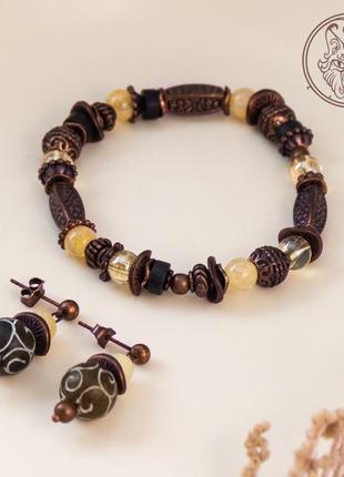 Набор украшений серьги и браслет "дамаск"