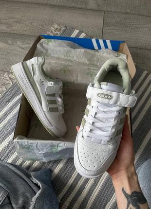 Кросівки adidas forum low white olive1 фото