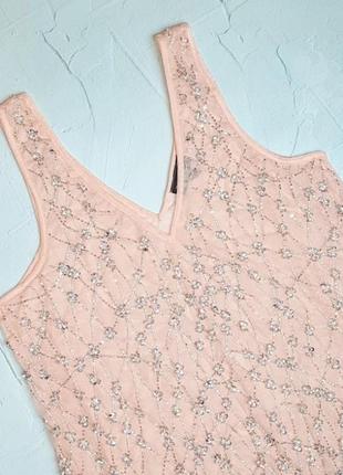 🎁1+1=3 блестящая персиковая блуза с бисером и пайетками topshop, размер 46 - 482 фото