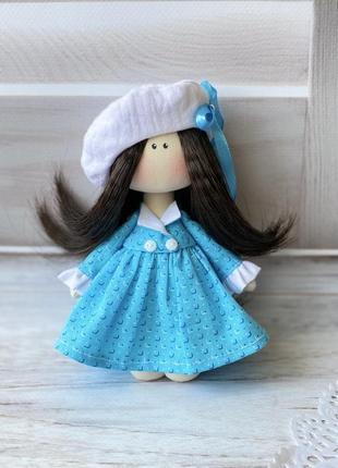 Текстильная кукла тильда, стильная брюнетка4 фото