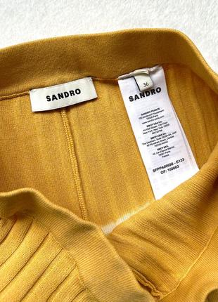 Штаны sandro paris р. s в рубчик, высокая посадка талия, широкие, клеш, премиум, желтые5 фото