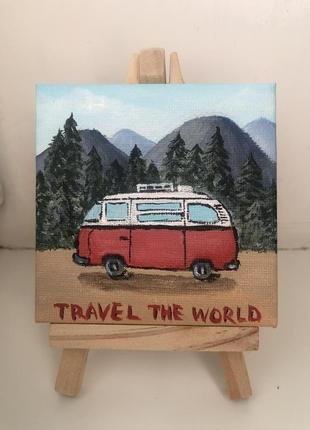 Міні картина "travel the world" 8*8 см