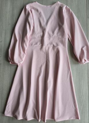 Праздничное платье розовое джинный рукав5 фото