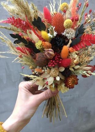 Осенний букет из сухоцветов и стабилизированных цветов2 фото